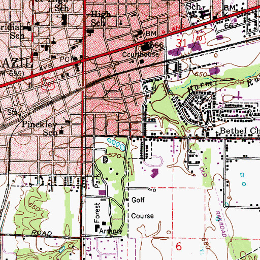 Topographic Map of Bethel Church, IN