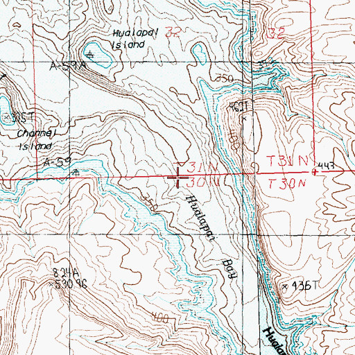 Topographic Map of Hualapai Bay, AZ