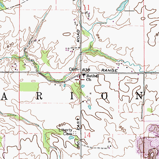 Topographic Map of Bethel Church, IN