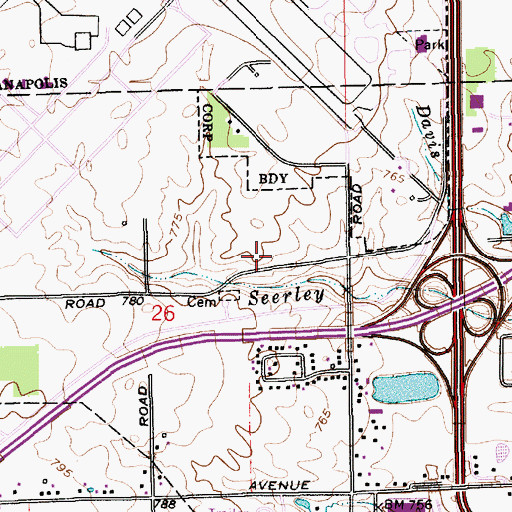 Topographic Map of Bethel Church, IN