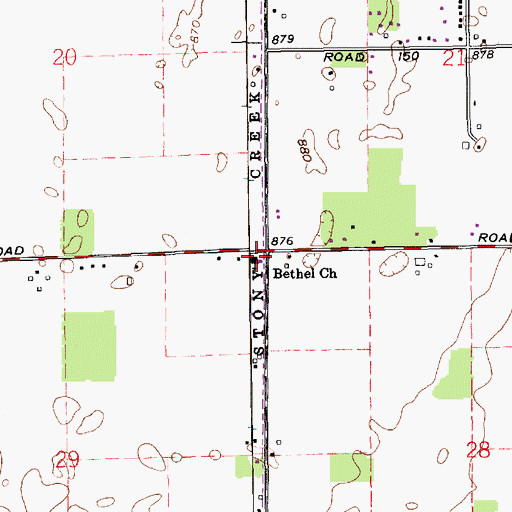 Topographic Map of Bethel Church, IN