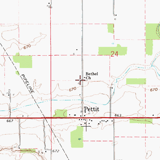 Topographic Map of Bethel Church, IN