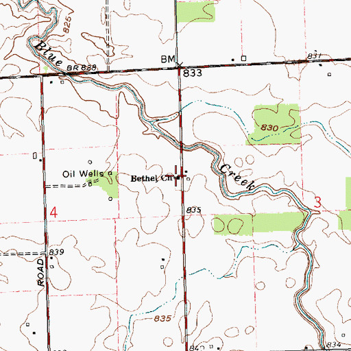 Topographic Map of Bethel Church, IN