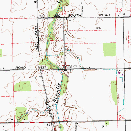 Topographic Map of Bethel Church, IN