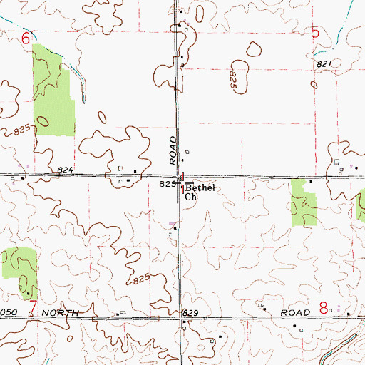 Topographic Map of Bethel Church, IN
