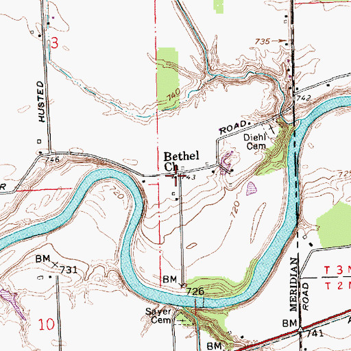 Topographic Map of Bethel Church, IN