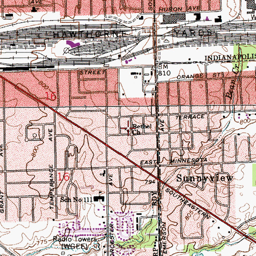 Topographic Map of Bethel Church, IN