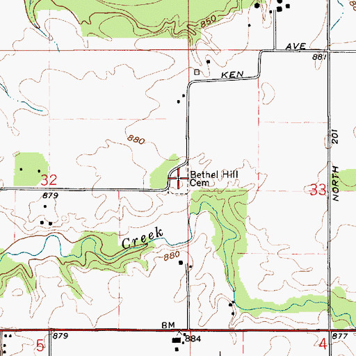 Topographic Map of Bethel Hill Cemetery, IN