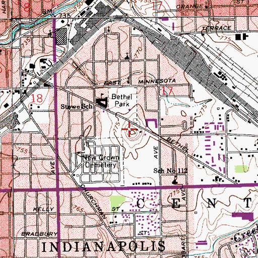 Topographic Map of Bethel Park, IN
