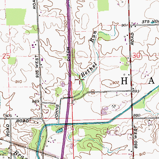 Topographic Map of Bethel Run, IN