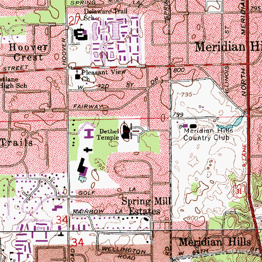 Topographic Map of Congregation Beth-El Zedeck, IN