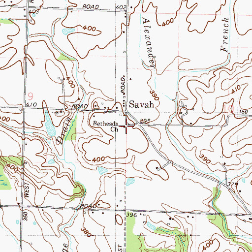 Topographic Map of Bethesda Church, IN