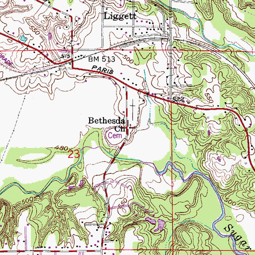 Topographic Map of Bethesda Church, IN