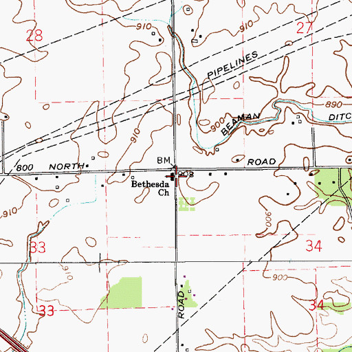 Topographic Map of Bethesda Church, IN