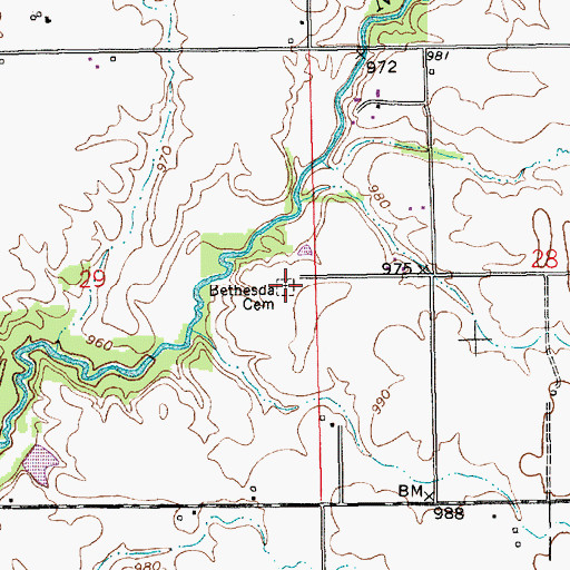 Topographic Map of Bethesda Cemetery, IN