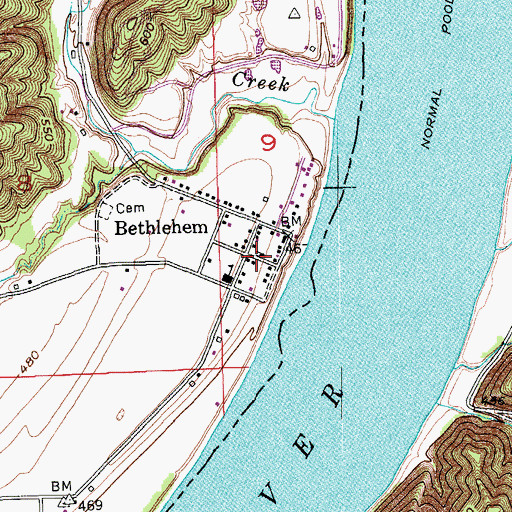 Topographic Map of Bethlehem, IN