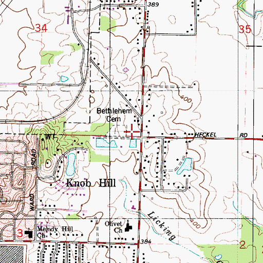 Topographic Map of Bethlehem Cemetery, IN