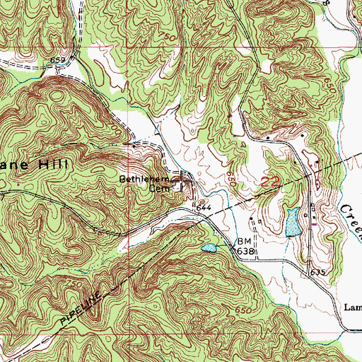 Topographic Map of Bethlehem Cemetery, IN