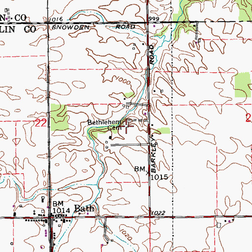 Topographic Map of Bethlehem Cemetery, IN