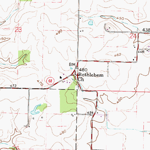 Topographic Map of Bethlehem Church, IN