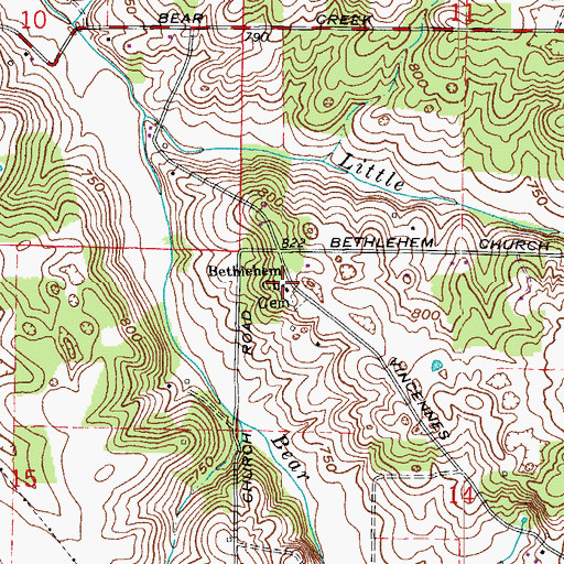 Topographic Map of Bethlehem Church, IN