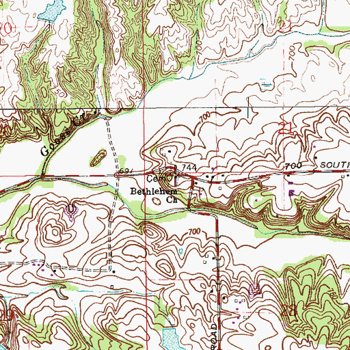 Topographic Map of Bethlehem Church, IN