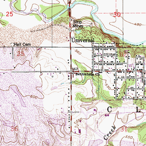 Topographic Map of Bethlehem Church, IN