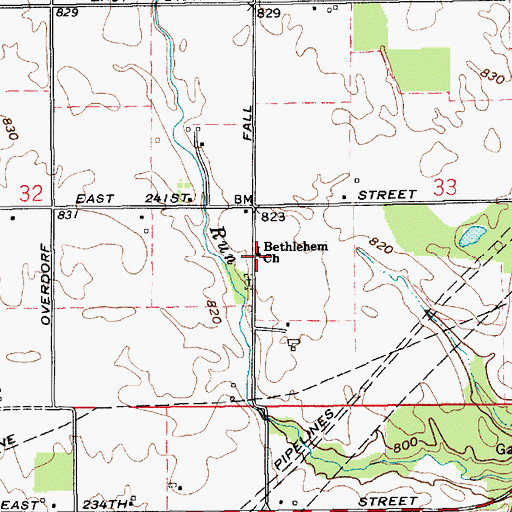 Topographic Map of Bethlehem Church, IN