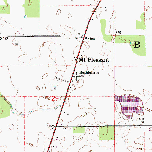 Topographic Map of Bethlehem Church, IN
