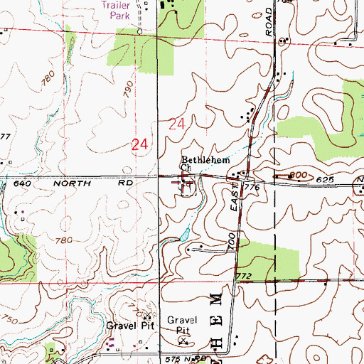 Topographic Map of Bethlehem Church, IN