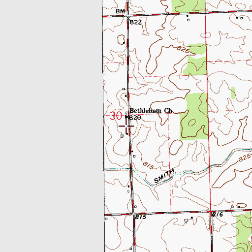 Topographic Map of Bethlehem Church, IN
