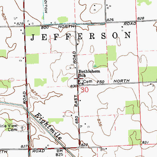 Topographic Map of Bethlehem Lutheran School, IN