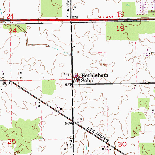 Topographic Map of Bethlehem-Trinity Lutheran School, IN