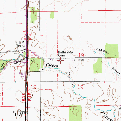 Topographic Map of Bethsaida Cemetery, IN