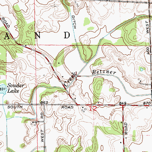 Topographic Map of Betzner Branch, IN