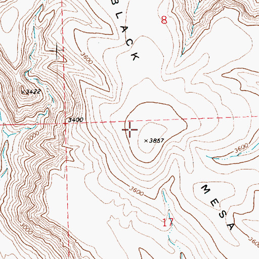 Topographic Map of Black Mesa, AZ