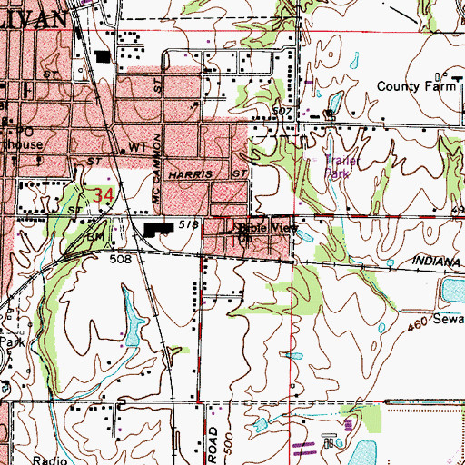 Topographic Map of Bible View Church, IN