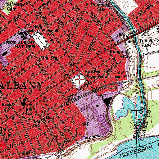 Topographic Map of Bicknell Park Playground, IN