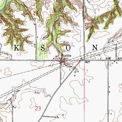 Topographic Map of Biddle Cemetery, IN