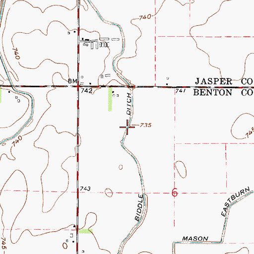Topographic Map of Biddle Ditch, IN