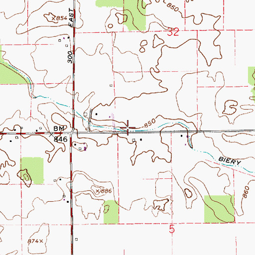 Topographic Map of Biery Ditch, IN