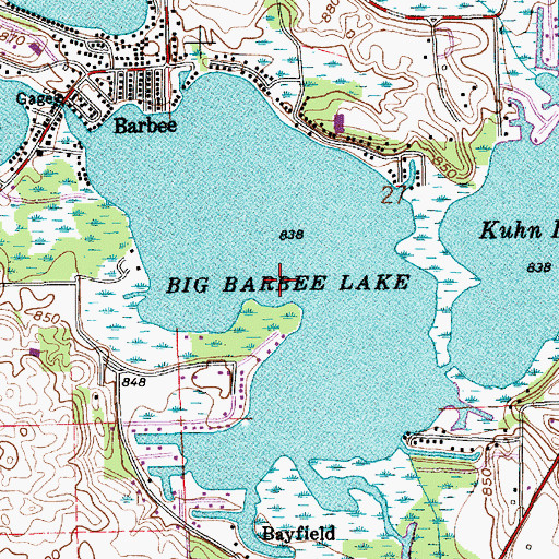 Topographic Map of Big Barbee Lake, IN
