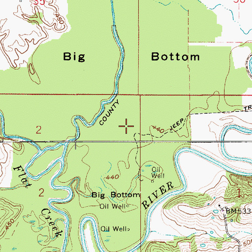 Topographic Map of Big Bottom, IN