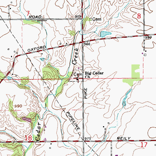 Topographic Map of Big Cedar Church, IN