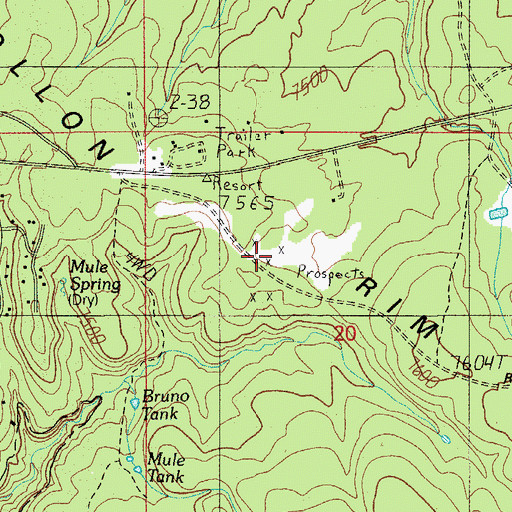 Topographic Map of Rainbow Mines, AZ