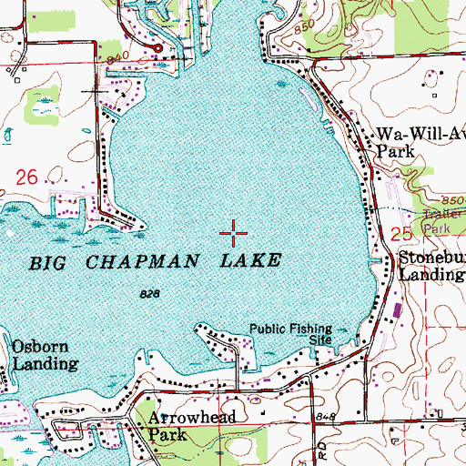 Topographic Map of Big Chapman Lake, IN