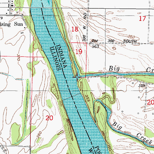 Topographic Map of Big Creek, IN