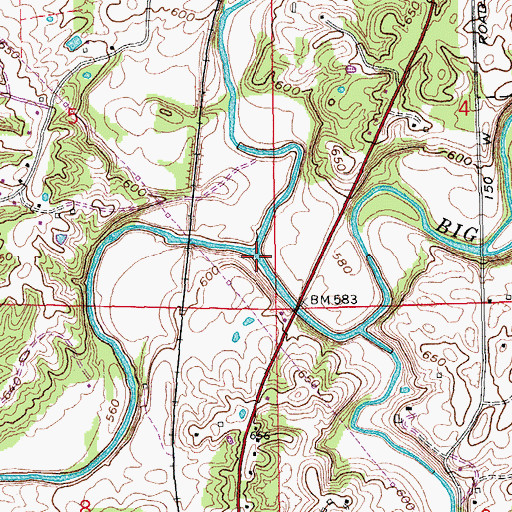 Topographic Map of Big Creek, IN