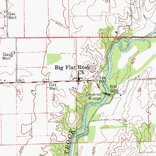 Topographic Map of Big Flat Rock Church, IN