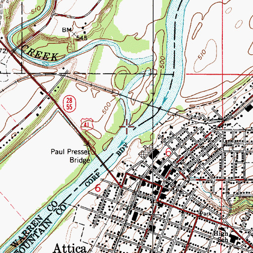 Topographic Map of Big Pine Creek, IN